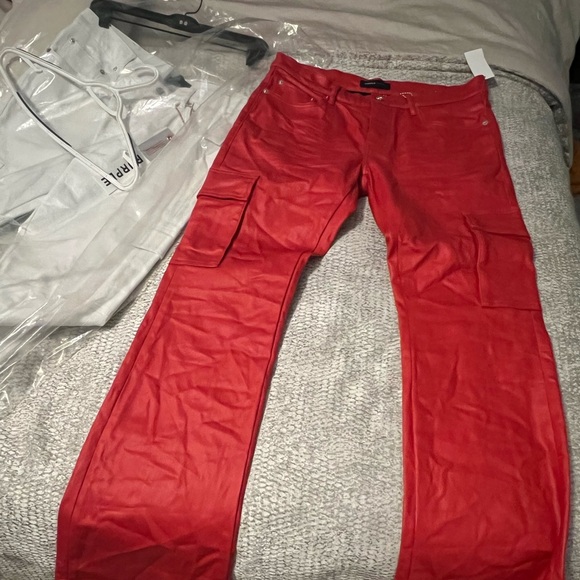 PURPLE JEANS RED WAX FLARE JEANS SIZE 33 - Picture 5 of 7